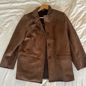 Classic Brown Women's Suede Blazer Jacket